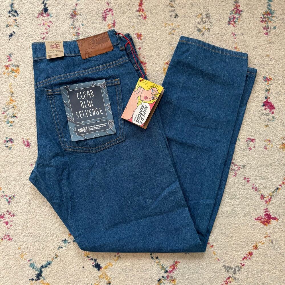 Naked & Famous Jeans Womens 31 Clear Blue Selvedge Boyfriend Denim Relaxed Fit